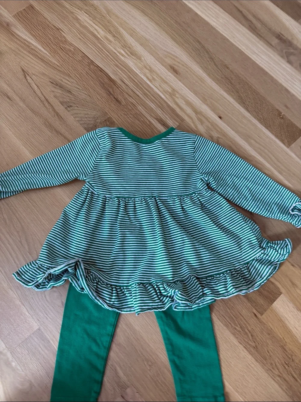 Green Striped Girls' Tunic and Leggings Matching Set